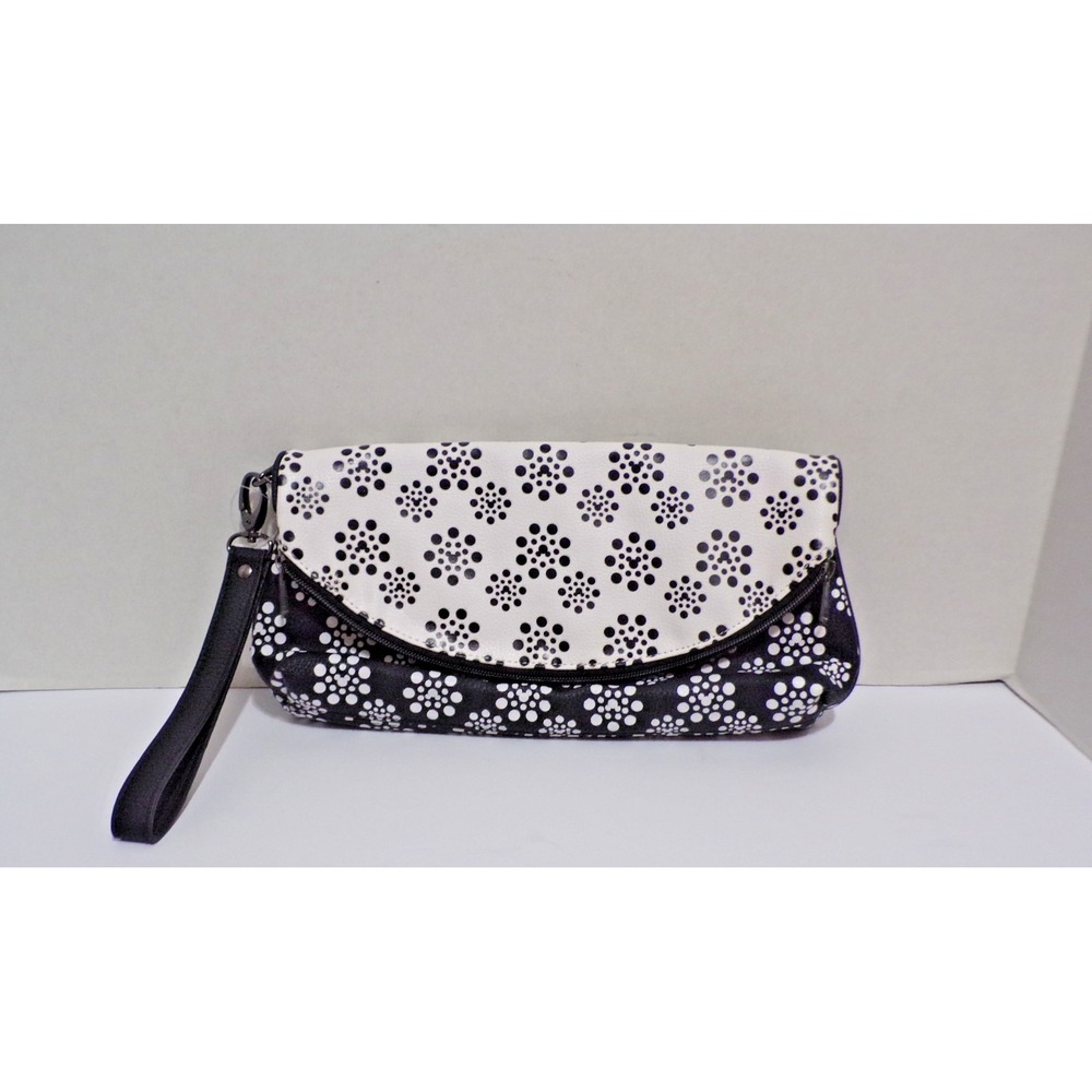 Disney Parks Hidden Mickey Mouse Clutch‎ Wristlet Black & White Dots Zipper